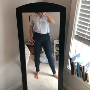 Light Blue Short Sleeve Button Up Top